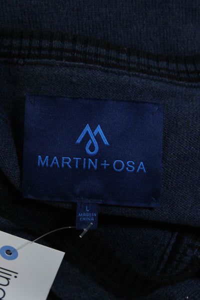 Martin + Osa Mens Long Sleeve V Neck Sweatshirt Blue Cotton Size Large