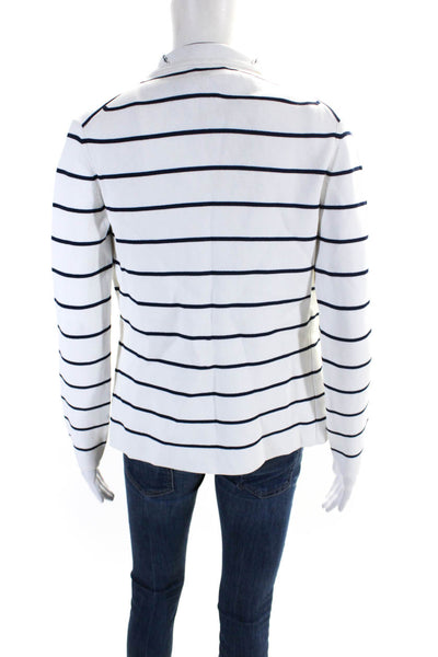 Tse Womens Tight-Knit Striped Print Wrap Front Cardigan White Blue Size S