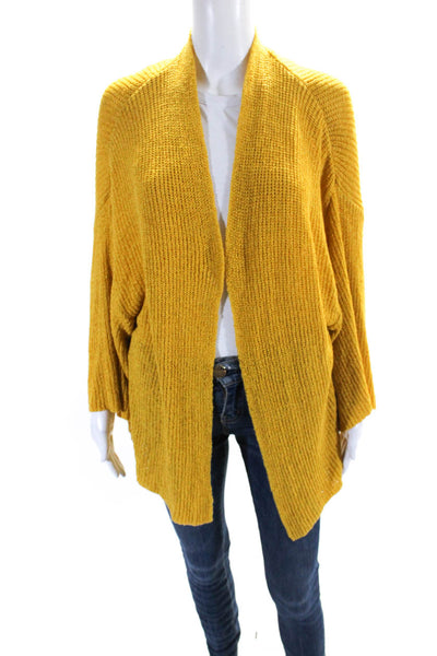 Catherine Malandrino Womens Knit Half Sleeve Sweater Cardigan Yellow Size M