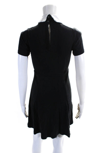 Deandri Womens Short Sleeve Collared Jersey Mini Skater Dress Black Size XS