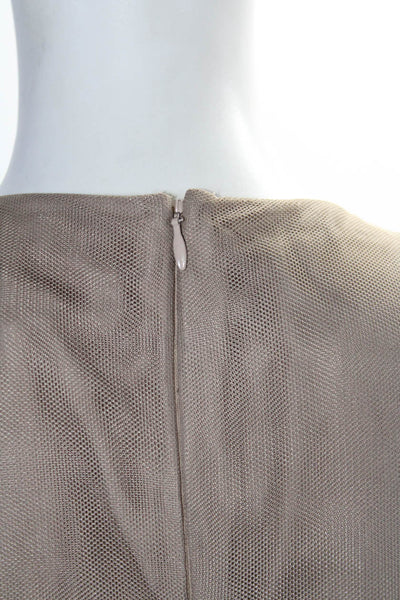 Robert Rodriguez Womens Beaded Sequined Sleeveless A Line Dress Brown Size 4