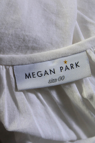 Megan Park Womens Sequined Trim Long Sleeves Blouse White Cotton Size 00