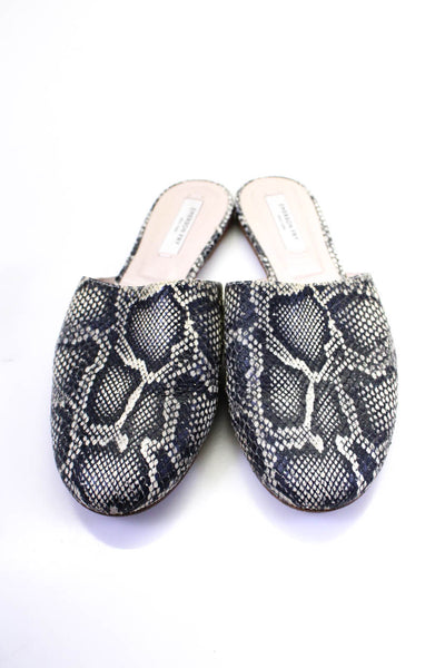 Emerson Fry Womens Snakeskin Print Slide On Mules Flats Gray Size 37 7