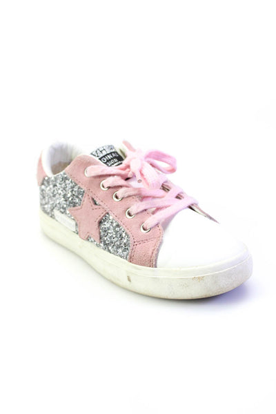 Vintage Havana Childrens Girls Mindy Low Top Glitter Sneakers Silver Pink Size 2
