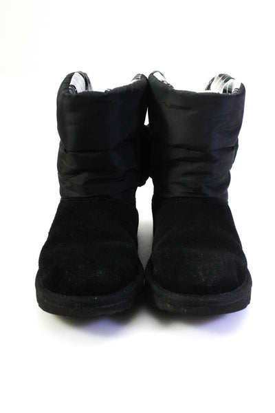Ugg Childrens Girls Bailey Bow Maxi Puffer Suede Snow Boots Black Size 1