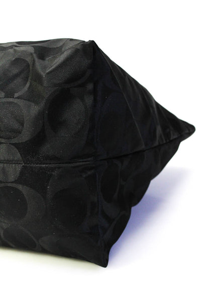 Coach Womens Monogram Leather Trim Tote Shoulder Bag Black Size L