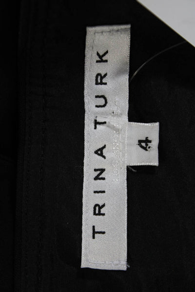 Trina Turk Womens Belted Sash High Rise Straight Leg Dress Pants Black Size 4