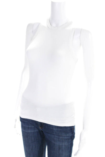 Toccin Womens Jersey Knit Crew Neck Tank Top T-Shirt White Size XS