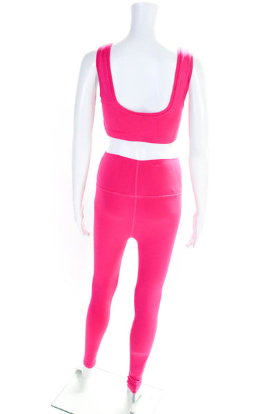 Terez Womens Scoop Neck Sports Bra High Rise Leggings Set Pink Size XS