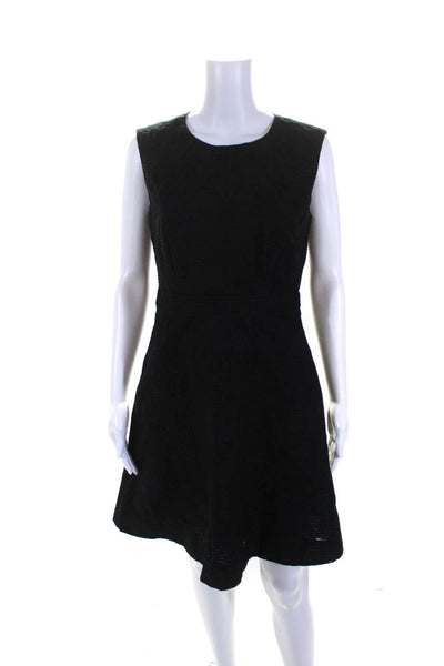 J Crew Womens Cotton Sleeveless Textured A Line Dress Black Size 4