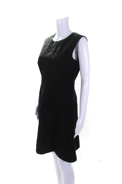 J Crew Womens Cotton Sleeveless Textured A Line Dress Black Size 4