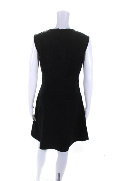 J Crew Womens Cotton Sleeveless Textured A Line Dress Black Size 4