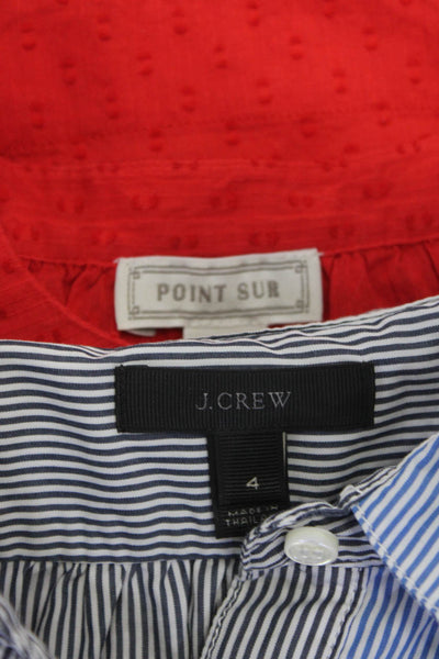 J Crew Point Sur Womens Cotton Long Sleeve Striped Blouse Blue Size 4 S Lot 2