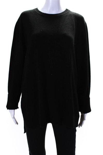 Vita Grace Womens Wool Blend Round Neck Pullover Sweater Top Black Size M