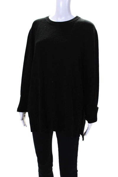 Vita Grace Womens Wool Blend Round Neck Pullover Sweater Top Black Size M