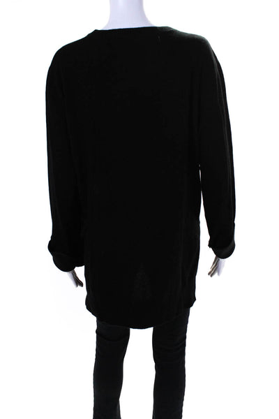 Vita Grace Womens Wool Blend Round Neck Pullover Sweater Top Black Size M