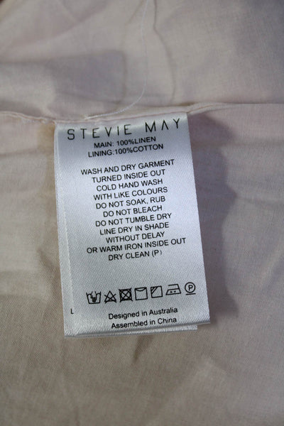 Stevie May Womens Linen Raw Trim V neck Strappy Shift Dress Pink Size M