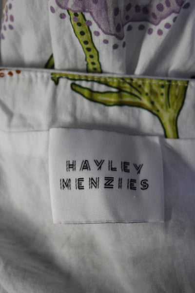 Hayley Menzies Womens Silk Cotton Floral 2 Piece Blouse Skirt Set White Size S M