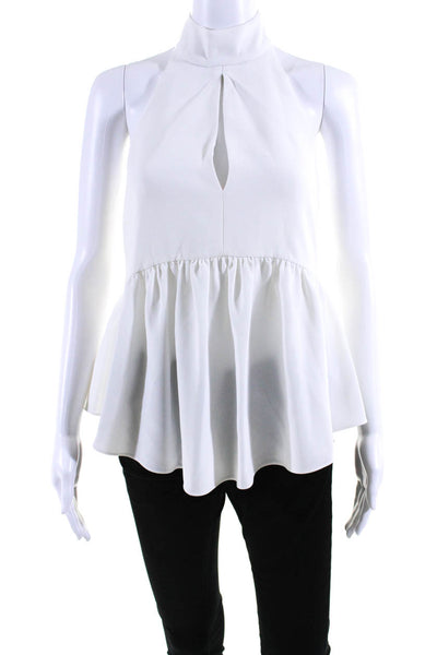 Elizabeth and James Womens Keyhole Ruffle Halter Neck Blouse White Size XS