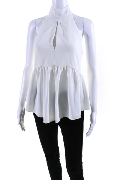 Elizabeth and James Womens Keyhole Ruffle Halter Neck Blouse White Size XS