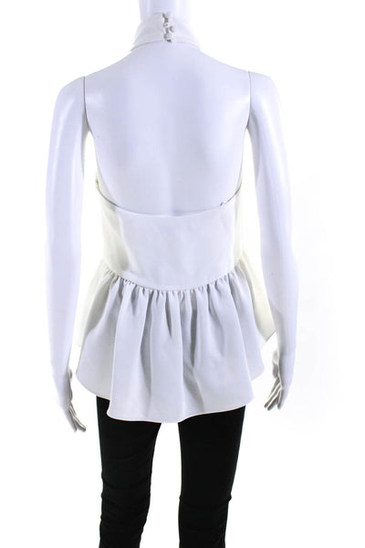 Elizabeth and James Womens Keyhole Ruffle Halter Neck Blouse White Size XS