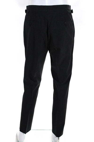 Burberry Mens Wool 2 Piece Plaid Notched Lapel Suit Gray Size 48
