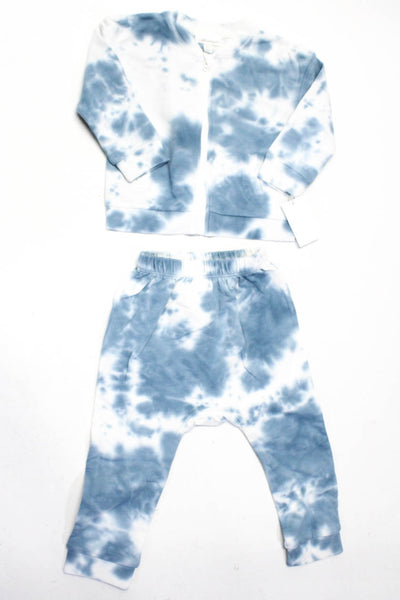 Miniclasic Long Sleeves Full Zip Sweatshirt Blue White Tie Dye Size 18-24 Lot 2