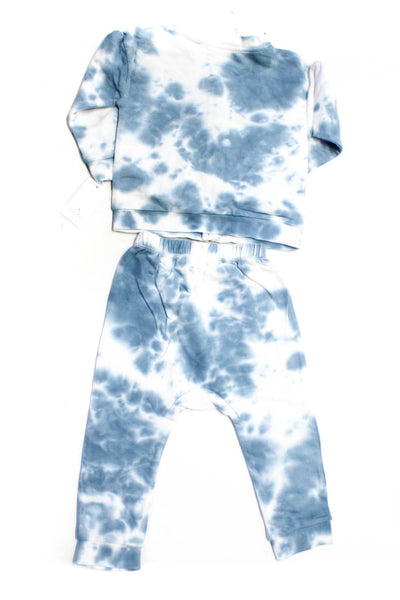 Miniclasic Long Sleeves Full Zip Sweatshirt Blue White Tie Dye Size 18-24 Lot 2