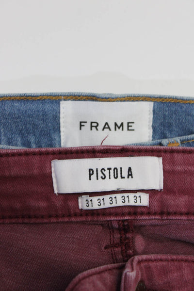 Frame Pistola Womens High Rise Button Fly Wide Crop Jeans Blue Size 28 31 Lot 2