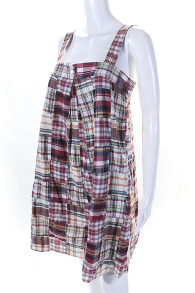 J Crew Soft Joie Womens Cotton Square Neck Plaid Shift Dress Red Size 6 S Lot 2