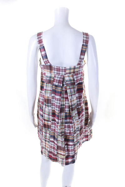 J Crew Soft Joie Womens Cotton Square Neck Plaid Shift Dress Red Size 6 S Lot 2