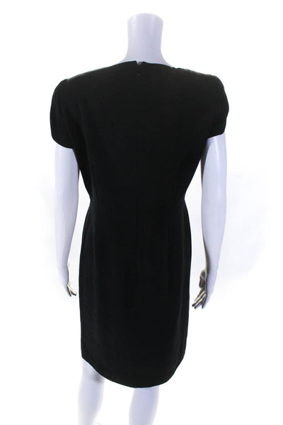 Giorgio Armani Womens Black Silk Square Neck Short Sleeve Shift Dress Size 42