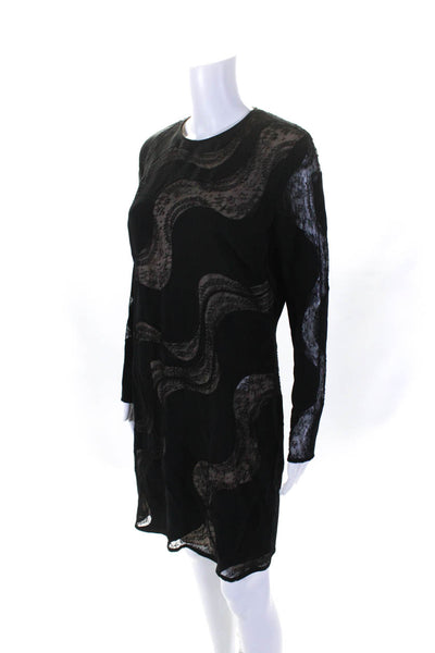 Stella McCartney Womens Black/Nude Lace Trim Long Sleeve Shift Dress Size 48