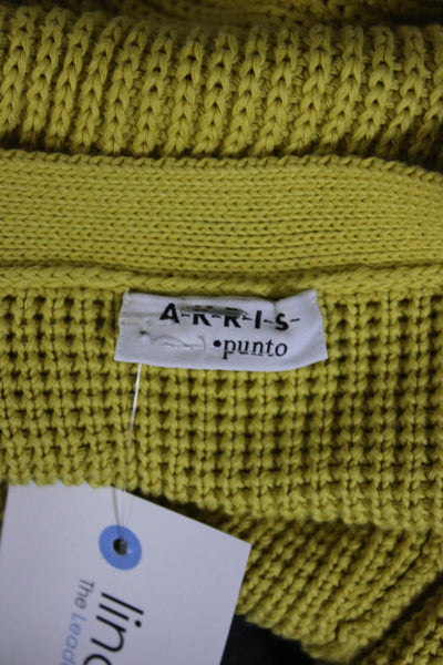 Akris Punto Womens Yellow Open Front Short Sleeve Cardigan Sweater Top Size 8