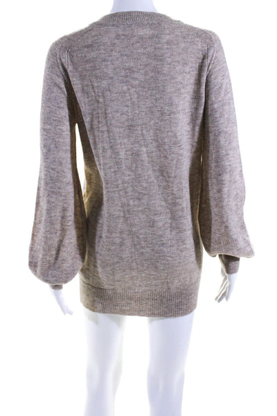 Apiece Apart Womens Long Sleeve V Neck Mini Sweater Shift Dress Beige Size XS