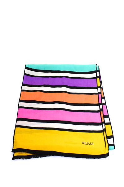 Bill Blass Womens Multicolor Striped Fringe Edge Scarf