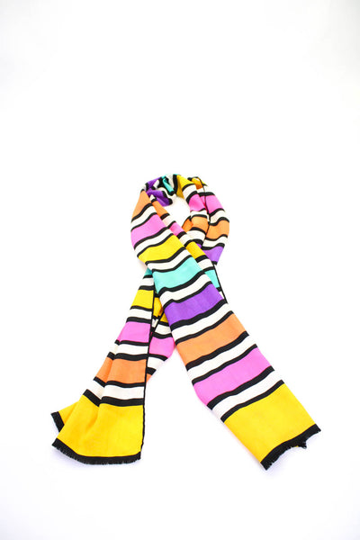 Bill Blass Womens Multicolor Striped Fringe Edge Scarf