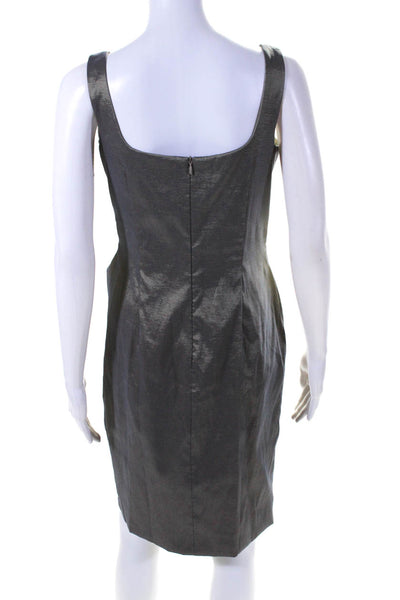 David Meister Womens Metallic Brown Scoop Neck Sleeveless Shift Dress Size 6