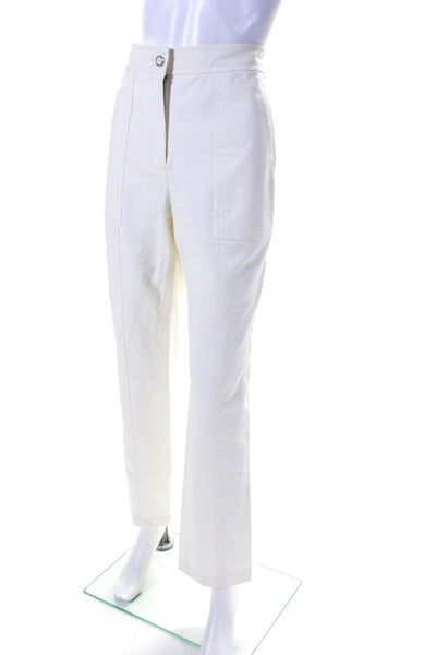 10 Crosby Derek Lam Womens Cotton High-Rise Straight Leg Pants Cream Size 8