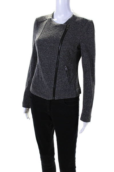 Catherine Malandrino Womens Gray Textured Full Zip Long Sleeve Jacket Size S