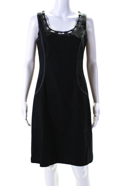 David Meister Womens Black Linen Scoop Neck Sleeveless Shift Dress Size 6