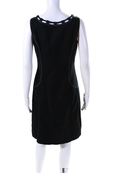 David Meister Womens Black Linen Scoop Neck Sleeveless Shift Dress Size 6