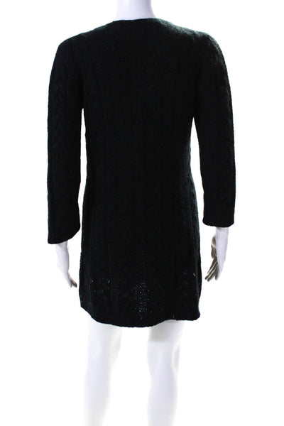 Lauren Moffatt Womens Black Wool Cable Knit Scoop Neck Sweater Dress Size S