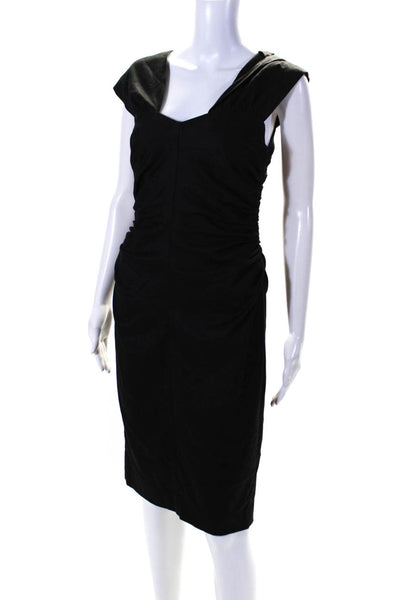 Robert Rodriguez Womens Black Square Neck Sleeveless Ruched Shift Dress Size 2