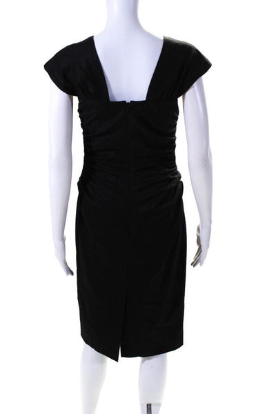 Robert Rodriguez Womens Black Square Neck Sleeveless Ruched Shift Dress Size 2