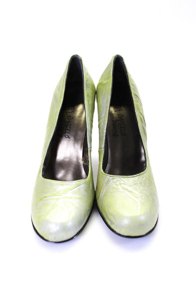 Paloma Barcelo Womens Green Leather Textured Heels Pumps Shoes Size 6