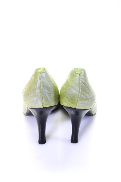 Paloma Barcelo Womens Green Leather Textured Heels Pumps Shoes Size 6