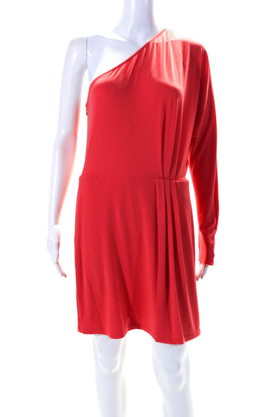 Rachel Zoe Womens Long Sleeves One Shoulder A Line Dress Pink Size Medium