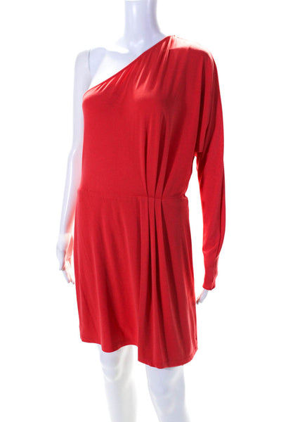 Rachel Zoe Womens Long Sleeves One Shoulder A Line Dress Pink Size Medium