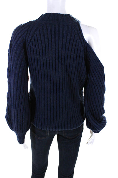 525 Womens Ribbed Knit Mock Neck Long Sleeve Sweater Top Navy Blue Size XS